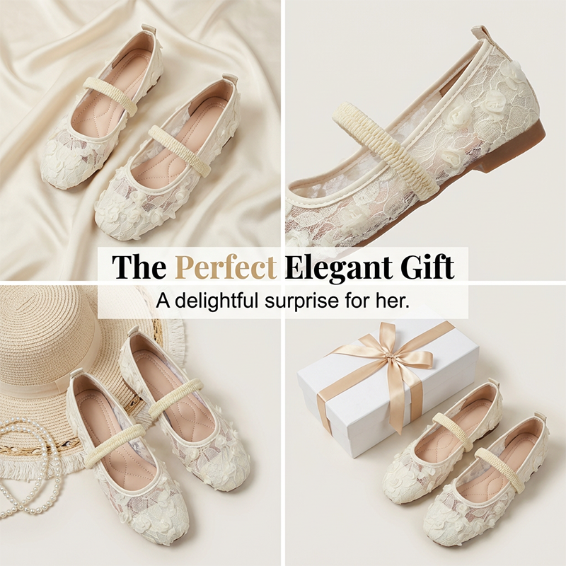 👡 50% DE RÉDUCTION ! Ballerines Femme en Dentelle Respirante – Bout Carré, Semelle Douce & Bréchet Élastique 🌸✨