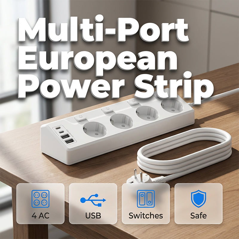 ✨50 % de réduction + livraison gratuite🔥Multiprise à 4 prises avec interrupteurs individuels et ports USB