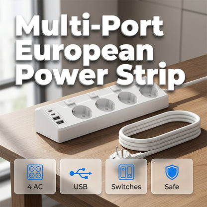 ✨50 % de réduction + livraison gratuite🔥Multiprise à 4 prises avec interrupteurs individuels et ports USB