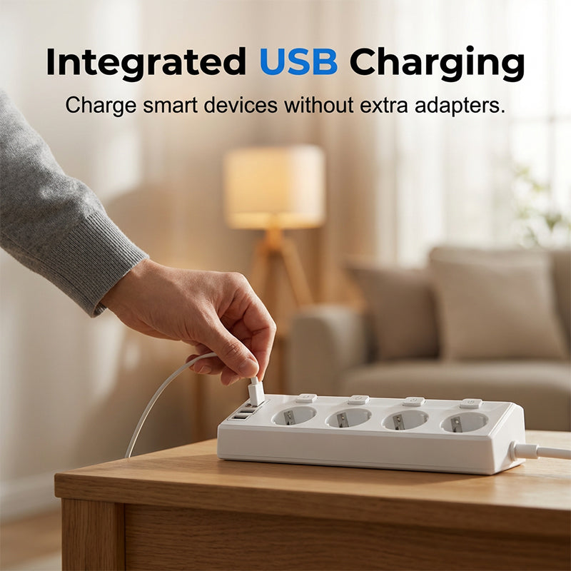 ✨50 % de réduction + livraison gratuite🔥Multiprise à 4 prises avec interrupteurs individuels et ports USB