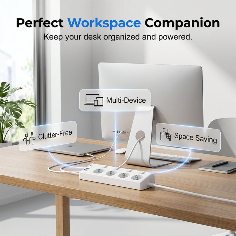✨50 % de réduction + livraison gratuite🔥Multiprise à 4 prises avec interrupteurs individuels et ports USB