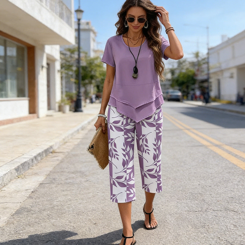 👗50% DE RÉDUCTION☁️Ensemble Haut Long & Pantalon Large – Tissu Doux, Look Décontracté 🌿【Offre Limitée】