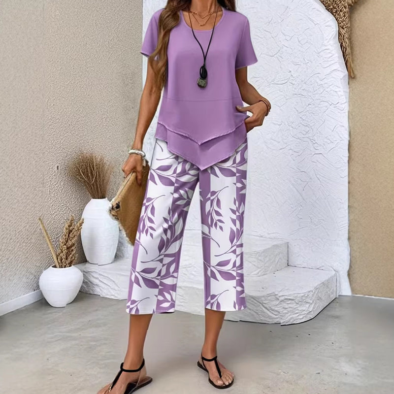 👗50% DE RÉDUCTION☁️Ensemble Haut Long & Pantalon Large – Tissu Doux, Look Décontracté 🌿【Offre Limitée】