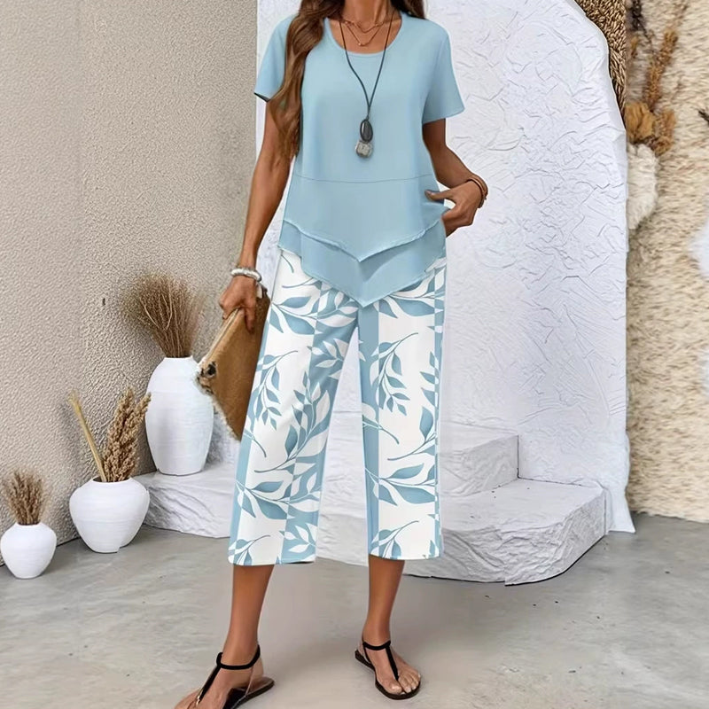 👗50% DE RÉDUCTION☁️Ensemble Haut Long & Pantalon Large – Tissu Doux, Look Décontracté 🌿【Offre Limitée】