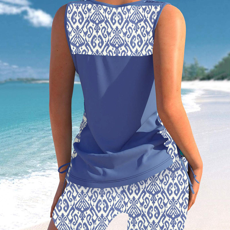 🥳💞SOLDES D'ÉTÉ -50%💥Maillot de Bain Tankini 2 Pièces pour Femme – Côtés Réglables, Short de Couverture & Encolure Croisée (9 Couleurs, S-3XL)