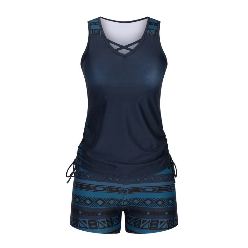 🥳💞SOLDES D'ÉTÉ -50%💥Maillot de Bain Tankini 2 Pièces pour Femme – Côtés Réglables, Short de Couverture & Encolure Croisée (9 Couleurs, S-3XL)