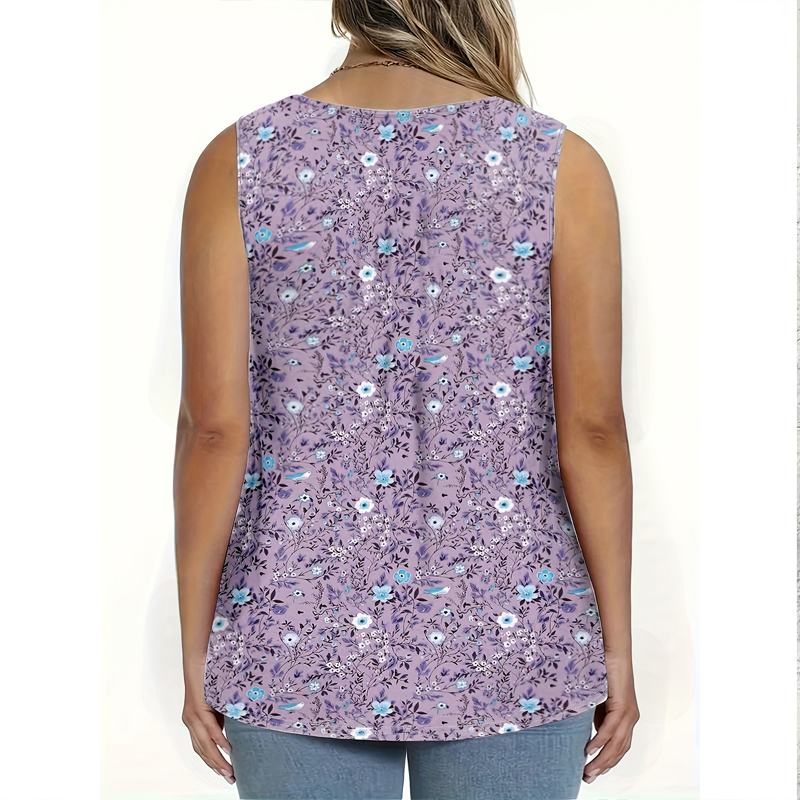 📢👕⏰ PROMO -50% ! Haut sans Manches Imprimé à Boutons pour Femme – Tissu Léger, 6 Couleurs Vives (S-4XL)