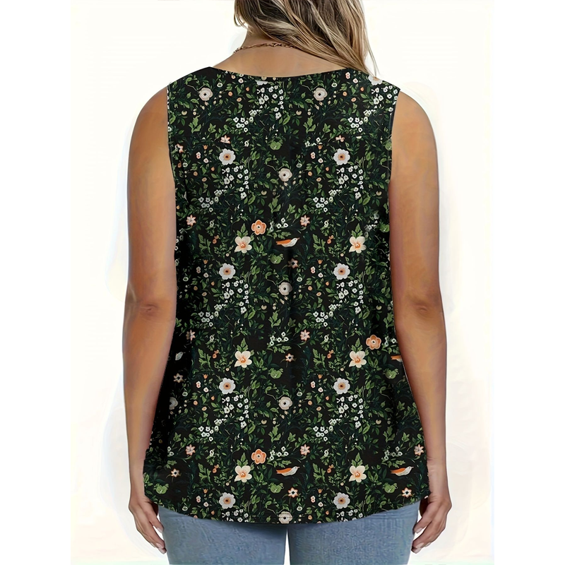 📢👕⏰ PROMO -50% ! Haut sans Manches Imprimé à Boutons pour Femme – Tissu Léger, 6 Couleurs Vives (S-4XL)