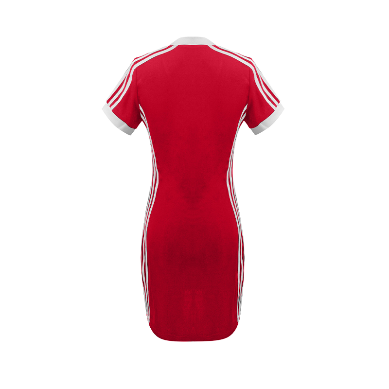 👗🏃‍♀️✨ PROMO -50% MAINTENANT ! Robe Mini Moulante Sportive pour Femme – Col V, Manches Rayées & Tissu Respirant (5 Couleurs, S-3XL)