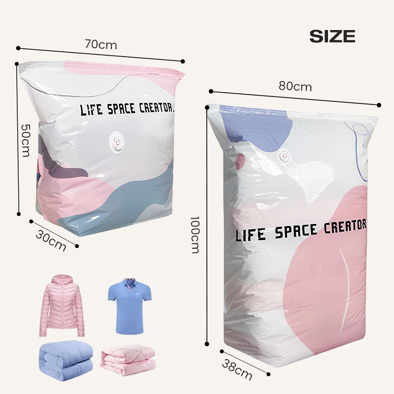 💨Grand Sac de Rangement Sous Vide Compressible – Sans Pompe, Étanche & Idéal Pour Gagner De La Place Dans Les Valises Et À La Maison✈️