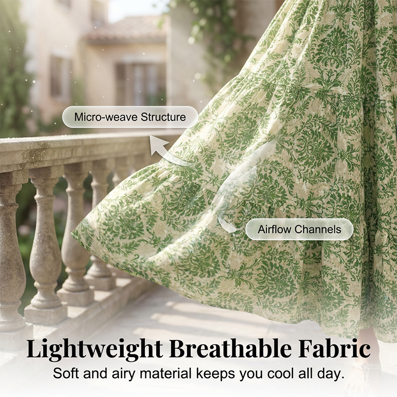 👗PROMO FLASH : -50%🔥Robe Longue Femme – Col en V, Imprimé Floral & Taille Froncée, Tissu Léger et Respirant🍁