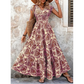 👗PROMO FLASH : -50%🔥Robe Longue Femme – Col en V, Imprimé Floral & Taille Froncée, Tissu Léger et Respirant🍁