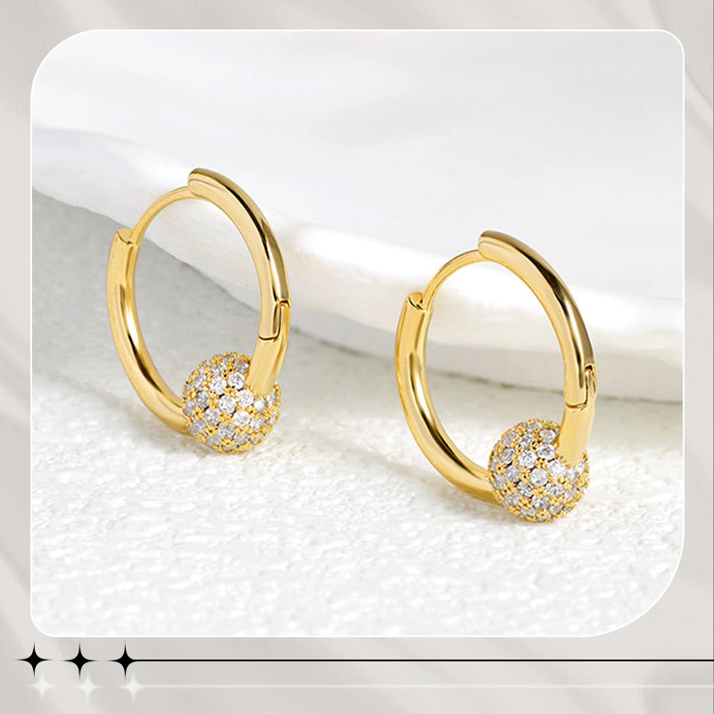 🔥Boucles d'oreilles en cercle doré avec petite boule – Hypoallergéniques, éclat durable et idéales pour un usage quotidien🌟