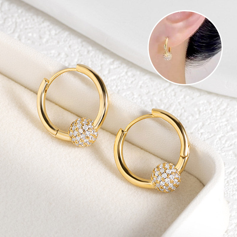 🔥Boucles d'oreilles en cercle doré avec petite boule – Hypoallergéniques, éclat durable et idéales pour un usage quotidien🌟