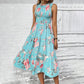 💐🌴👒 PROMO -50% ! Robe sans Manches Décontractée – Imprimé Floral, Coupe Midi & Jupe à Étages (6 Couleurs, S-3XL)