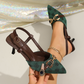 👠✨💃 OFFRE SPÉCIALE -50% ! Escarpins Bout Pointu avec Chaîne Métallique – Talon Aiguille, Bride Arrière & Imprimé Monogramme