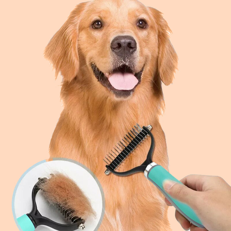 🐾✨🐶 OFFRE SPÉCIALE -50% !💐 Brosse de Toilettage Double Face pour Chiens & Chats – 2 Côtés, Manche Ergonomique & Facile à Nettoyer (Orange/Vert)