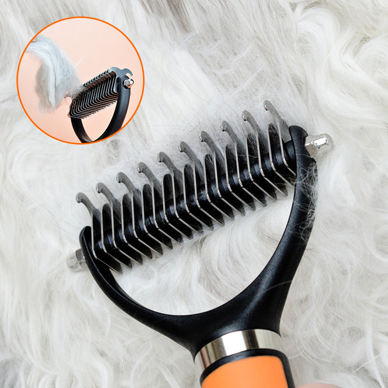 🐾✨🐶 OFFRE SPÉCIALE -50% !💐 Brosse de Toilettage Double Face pour Chiens & Chats – 2 Côtés, Manche Ergonomique & Facile à Nettoyer (Orange/Vert)