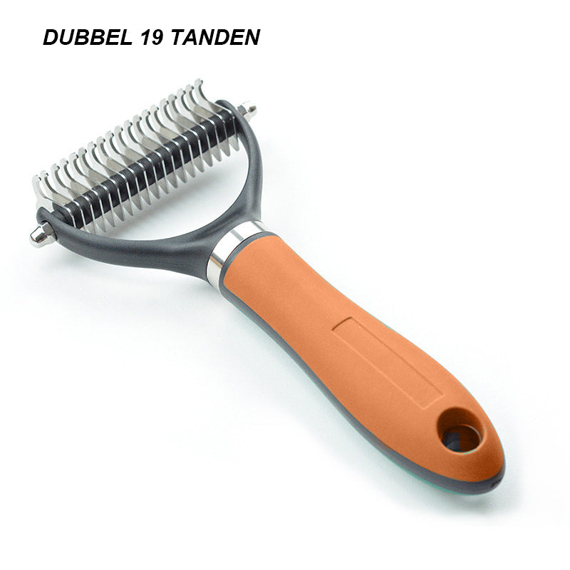 🐾✨🐶 OFFRE SPÉCIALE -50% !💐 Brosse de Toilettage Double Face pour Chiens & Chats – 2 Côtés, Manche Ergonomique & Facile à Nettoyer (Orange/Vert)