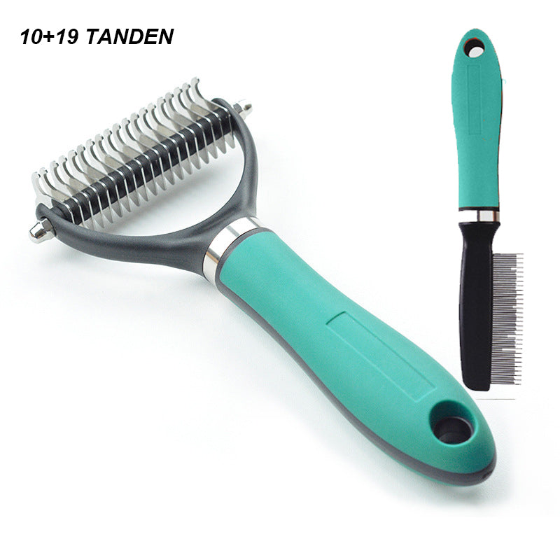 🐾✨🐶 OFFRE SPÉCIALE -50% !💐 Brosse de Toilettage Double Face pour Chiens & Chats – 2 Côtés, Manche Ergonomique & Facile à Nettoyer (Orange/Vert)