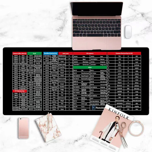 🖱️⌨️50 % de réduction🔥✨Pavé de clavier antidérapant Quick Key Super Large - avec motifs de raccourcis pour les logiciels de bureautique