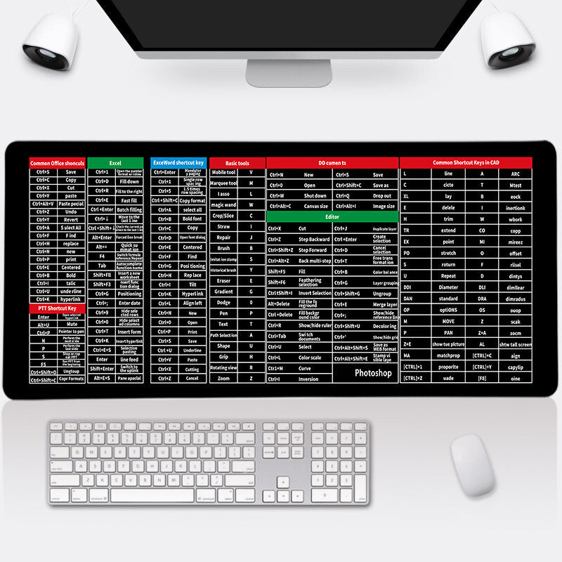 🖱️⌨️50 % de réduction🔥✨Pavé de clavier antidérapant Quick Key Super Large - avec motifs de raccourcis pour les logiciels de bureautique