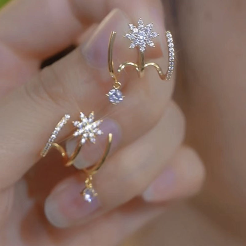 Boucles d'oreilles griffes scintillantes pour femme