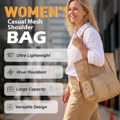 👜 OFFRE SPÉCIALE : 50% DE RÉDUCTION ! 🌴 Sac à Bandoulière Décontracté pour Femme en Maille Résistante – Grande Capacité, Fond Solide & Poche Zippée 🏖️
