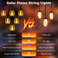 Nouvelles guirlandes LED solaires IP65, style flamme, étanches, pour une utilisation en extérieur, avec capteur, pour jardins, cours et camping, angle de faisceau à 360°
