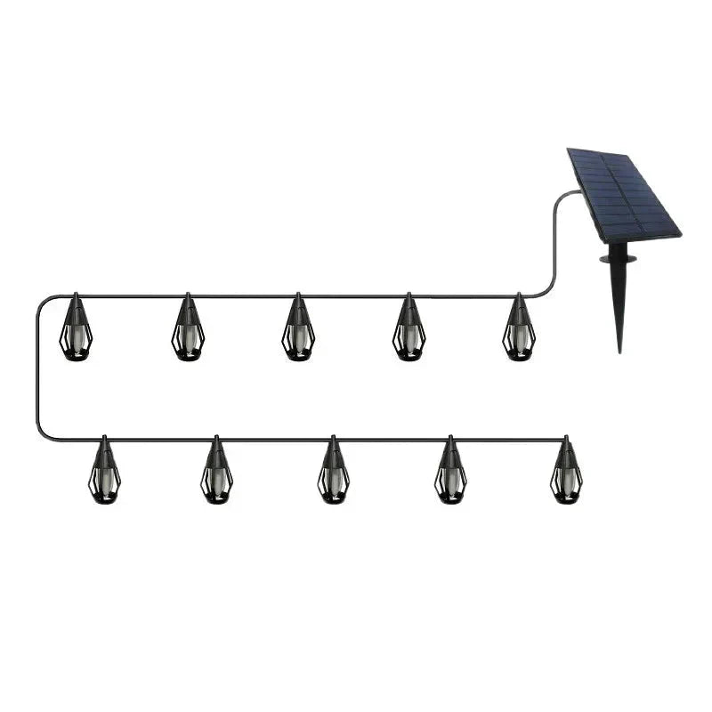 Nouvelles guirlandes LED solaires IP65, style flamme, étanches, pour une utilisation en extérieur, avec capteur, pour jardins, cours et camping, angle de faisceau à 360°