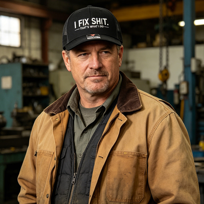 🔥 Nouveauté 2026 et en vente 🔥 Casquette trucker mesh brodée « I Fix Shit » – Respirante, parfaite pour l'extérieur et le soleil 🧢☀️