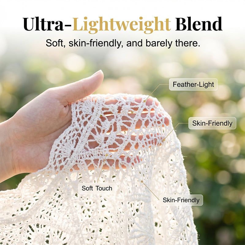 👚 50% DE RÉDUCTION! 🌼 Chemise Couvrance Crochet – Dentelle Ajourée, Manches Évasées & Style Boho Parfait Pour La Plage 🌴