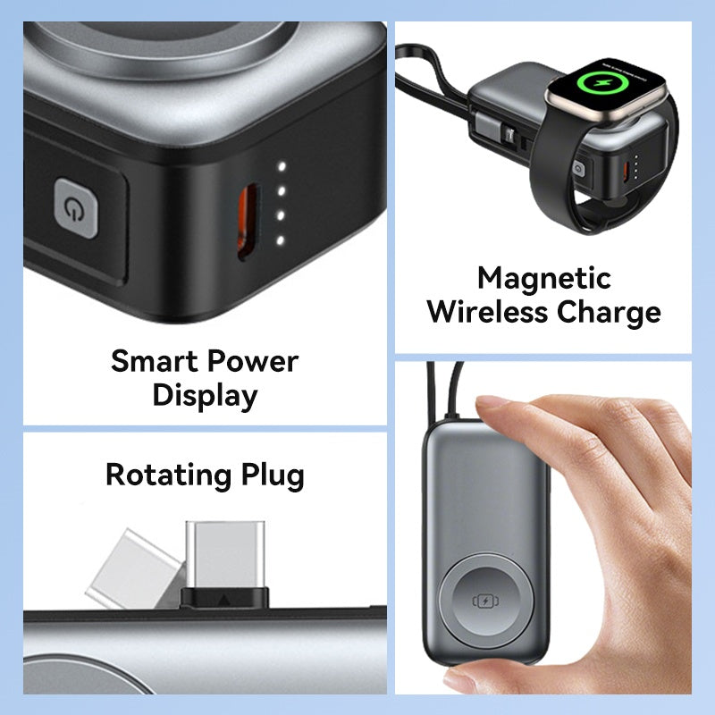 🔋⚡ Batterie externe magnétique 5000 mAh – Câbles intégrés, charge sans fil, ultra-mince et ignifuge, le galet d’énergie qui se clipse au dos du téléphone pour ne plus jamais chercher de prise dans le métro 🧲📱