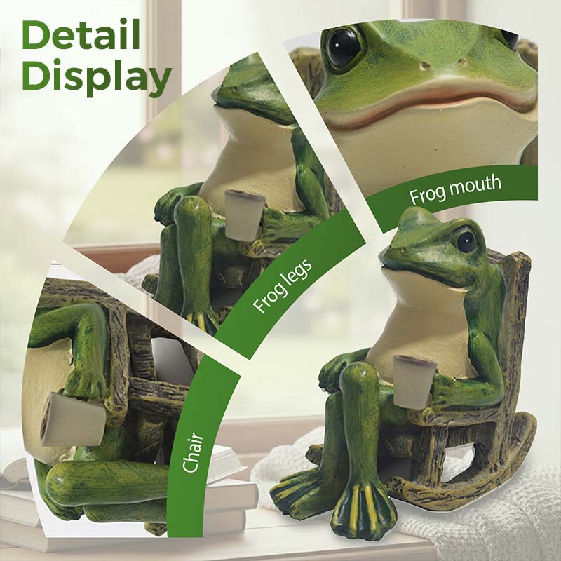 Décoration Solaire de Jardin : Grenouille sur Fauteuil à Bascule