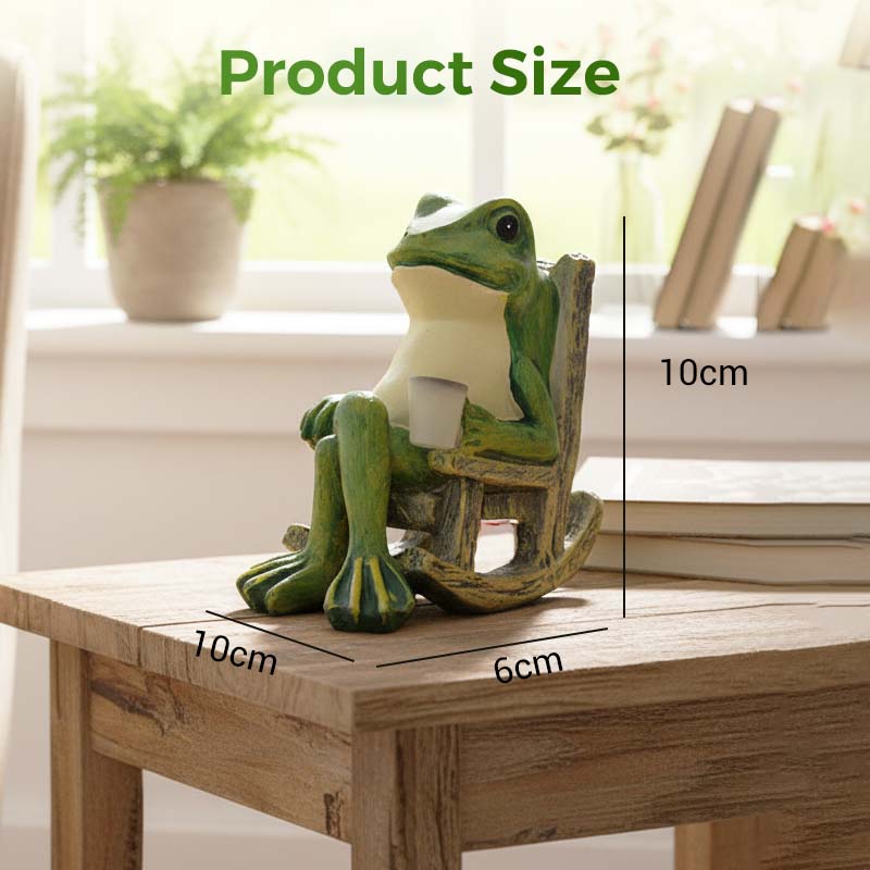 Décoration Solaire de Jardin : Grenouille sur Fauteuil à Bascule