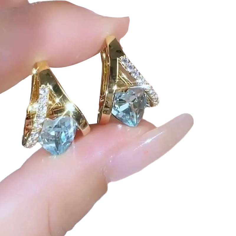 Boucles d'oreilles créoles pendantes élégantes en forme de cœur en V