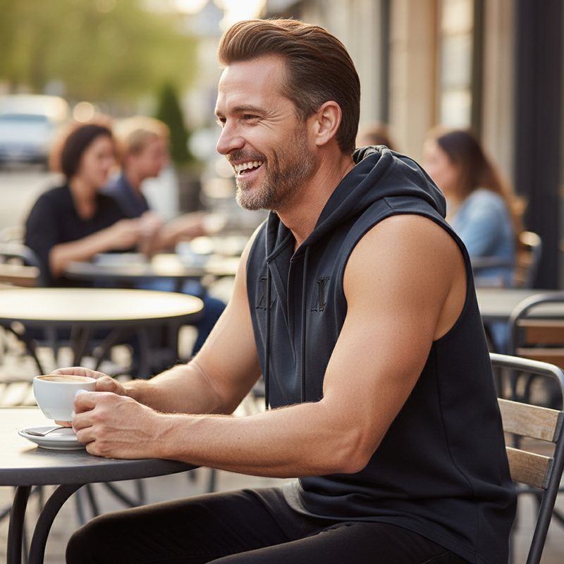 💪Sweat à capuche sans manches pour homme (type débardeur)