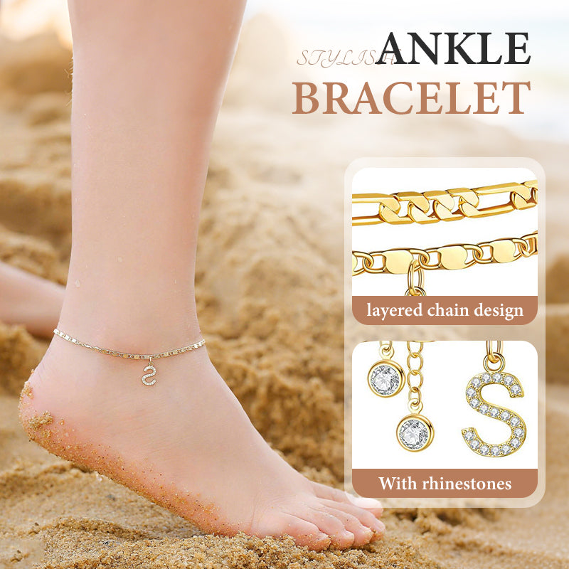 Bracelet de cheville dorée superposé pour femmes