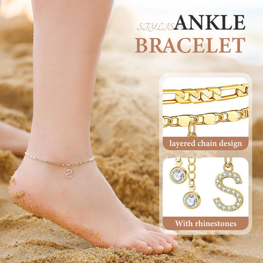 Bracelet de cheville dorée superposé pour femmes