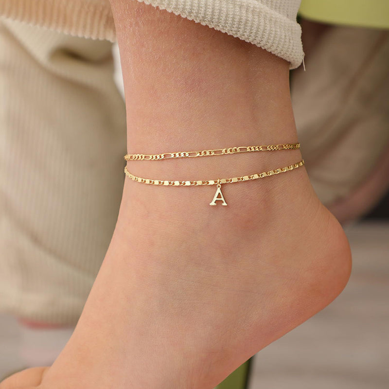 Bracelet de cheville dorée superposé pour femmes