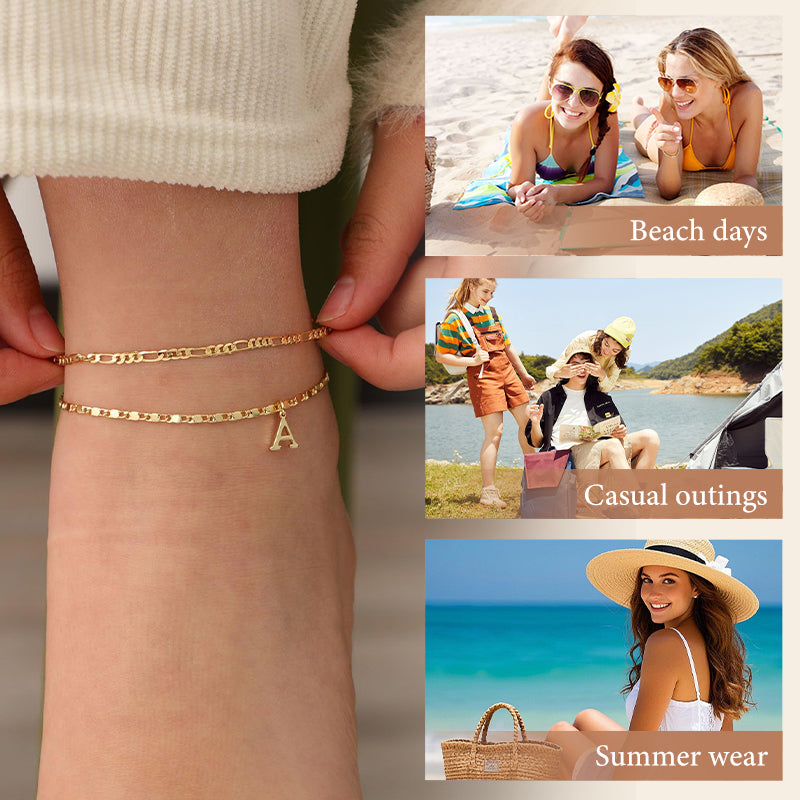 Bracelet de cheville dorée superposé pour femmes