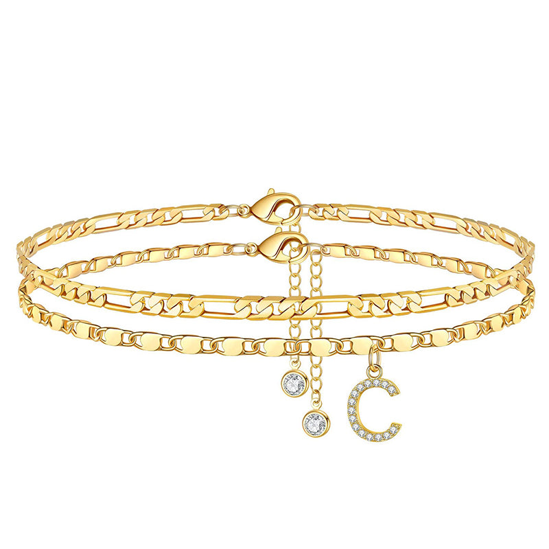 Bracelet de cheville dorée superposé pour femmes