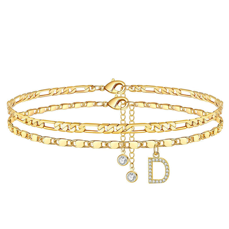 Bracelet de cheville dorée superposé pour femmes