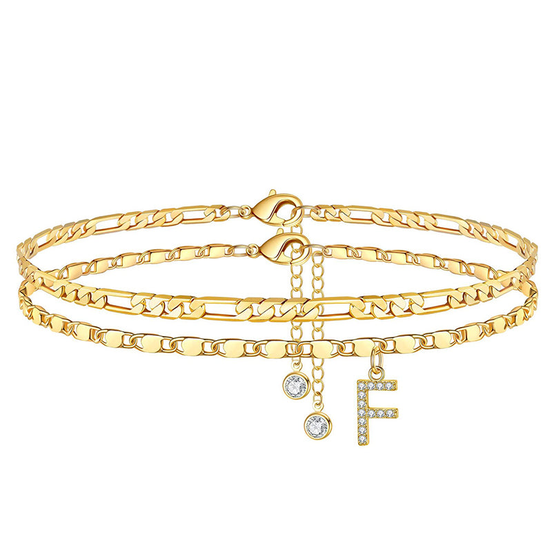 Bracelet de cheville dorée superposé pour femmes