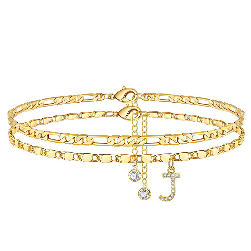 Bracelet de cheville dorée superposé pour femmes