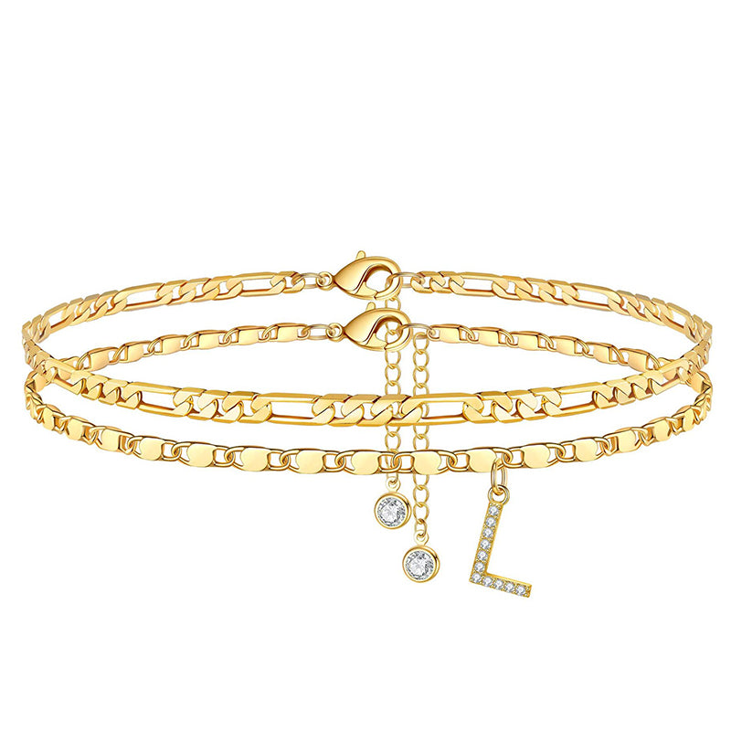 Bracelet de cheville dorée superposé pour femmes