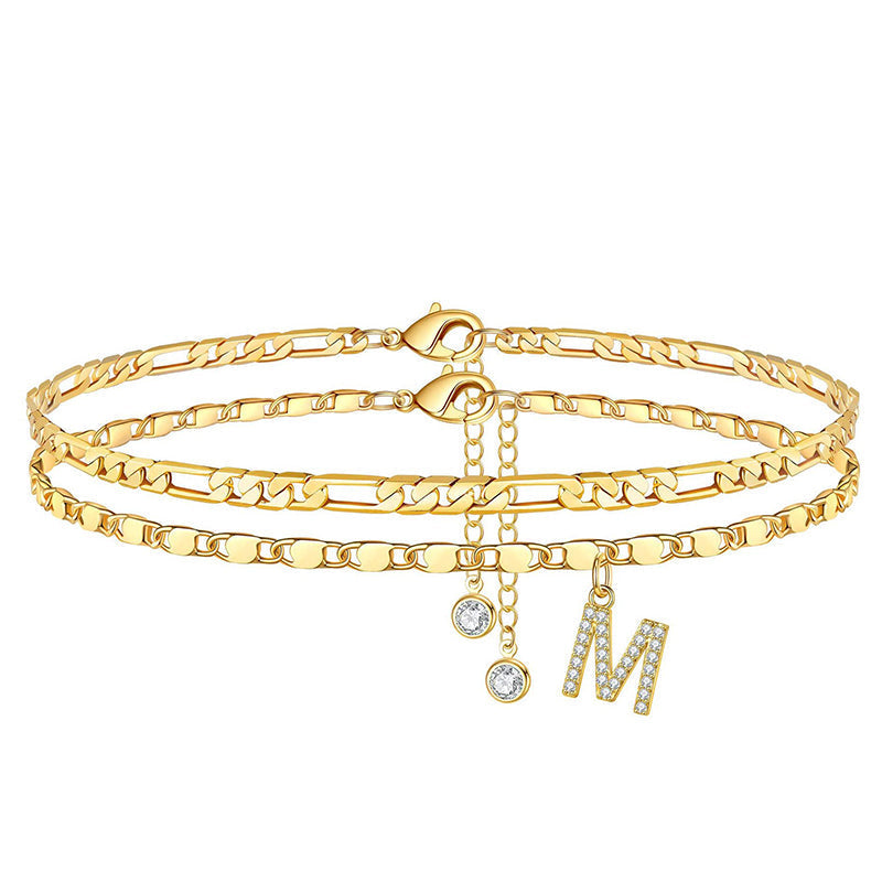 Bracelet de cheville dorée superposé pour femmes