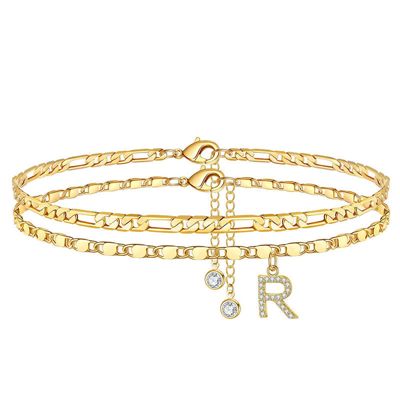 Bracelet de cheville dorée superposé pour femmes