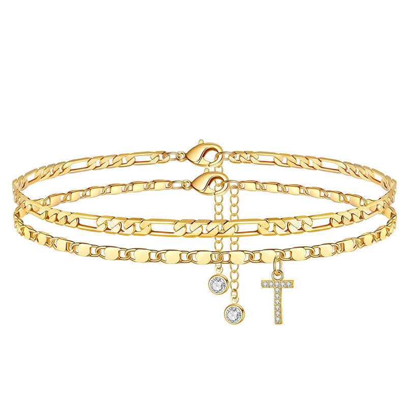 Bracelet de cheville dorée superposé pour femmes