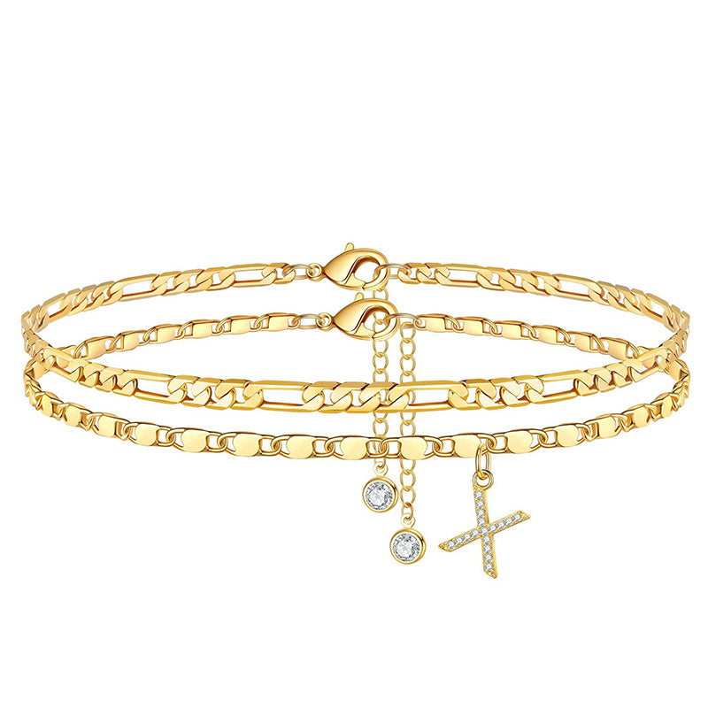 Bracelet de cheville dorée superposé pour femmes